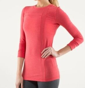 Lululemon Love Red Promenade Women's Top Long Sleeve Shirt Sz 0 - 2 Athleisure